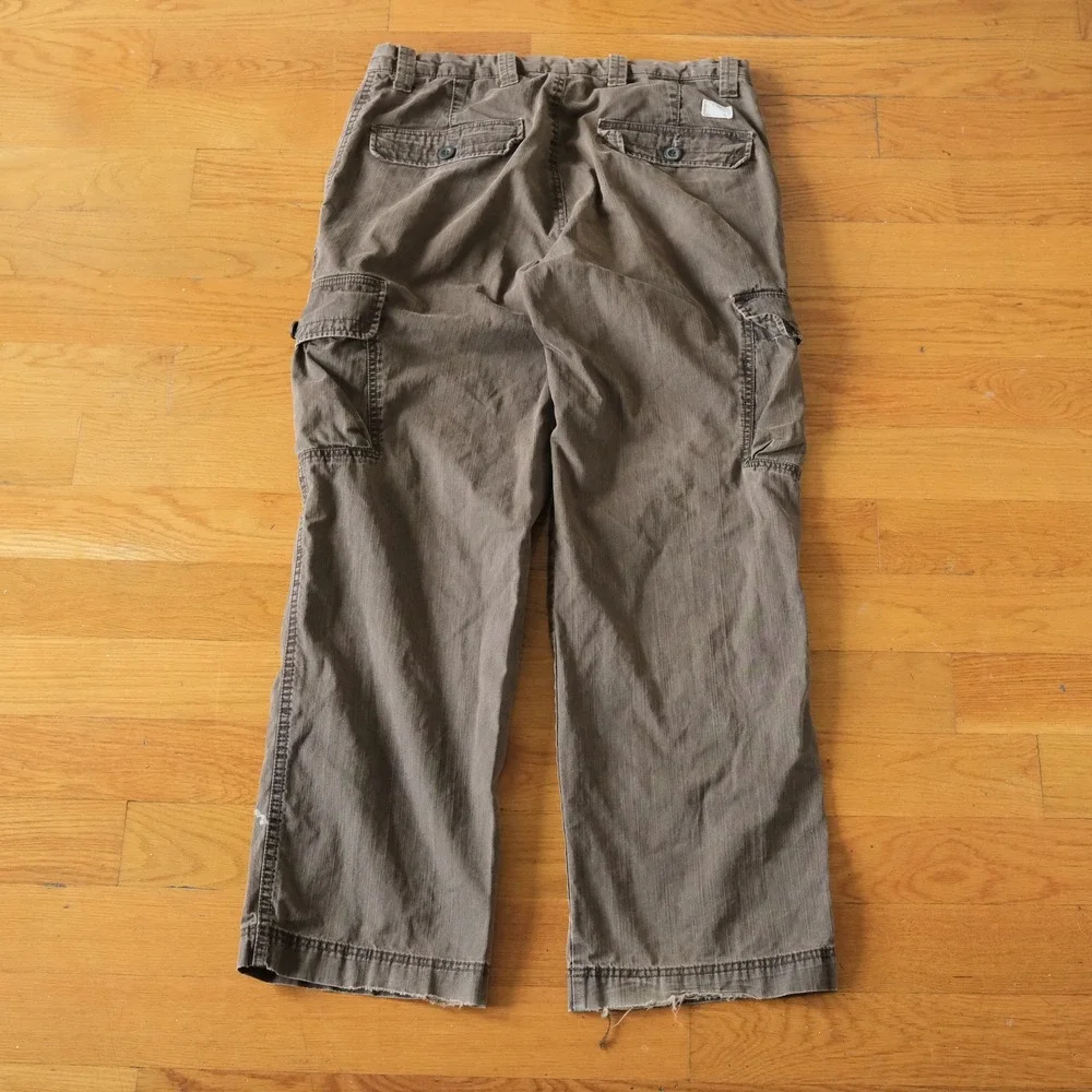 Dockers Cargo Pants Mens Brown Relaxed Fit Distressed Gorpcore 34x32 Flat Front‎